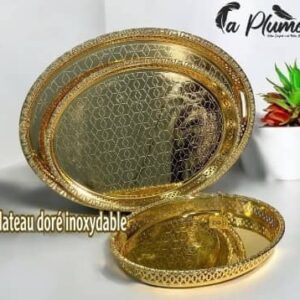 Plateaux ovales dorés inoxydables