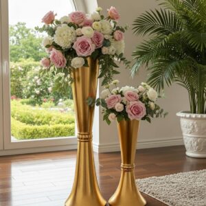 Cache pots trompette dorés