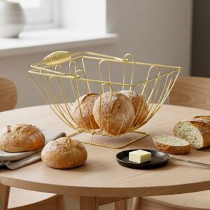 Panier à Pain et Viennoiseries Doré : Élégance et Modernité
