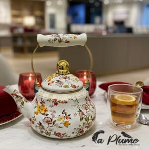 Théière  à Finitions Floral Dorées
