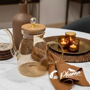 Théière Pure Élégance en Verre avec Couvercle Bois & Cristal