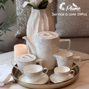 Service à Café "Bouquet de Printemps" Motifs Floraux Pastel (29 Pièces)