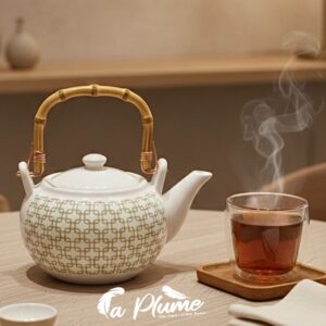 Théière « Arches d'Orient » en Céramique & Anse Bambou
