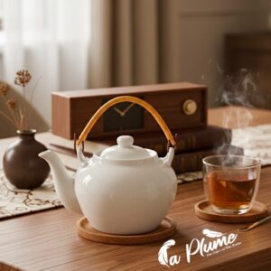 Le Brik "Sérénité Japonaise" – Céramique Blanche & Anse Bambou