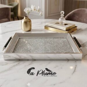 Plateau Décoratif de Luxe "Cristal Scintillant" Finition Miroir