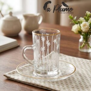 Service à Thé 12 Pièces Flora Dorée en Verre Cristallin