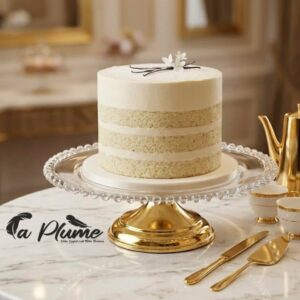 Présentoir à Gâteau de Prestige Finition Or Miroir et Cristal