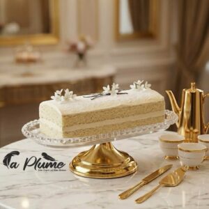 Présentoir à Gâteau de Prestige Finition Or Miroir et Cristal