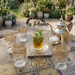 Service à Thé "Prestige Royal" 12 Pièces en Cristal Orné d'Or