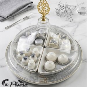 Serviteur De Présentation avec Cloche en Verre et 4 Rameaux Amovibles