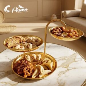 Serviteur en Métal Doré Design Étagé Minimaliste