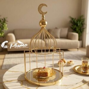 Porte-Pâtisserie en Métal Doré et Miroir Set de 3 Tailles