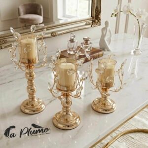 Bougeoir en Métal et Cristal