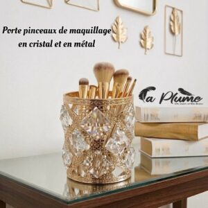 Porte Pinceaux Cylindrique En Métal Doré Et Cristal