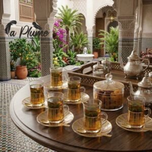 Service à Thé Royal 14 Pièces Éclat Doré et Design Oriental Contemporain