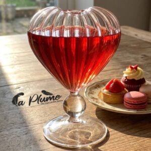 Verre à Pied Cœur Cannelé en Verre Borosilicate