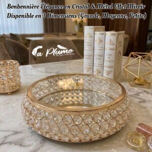 Bonbonnière Élégance en cristal et métal doré avec fond miroir