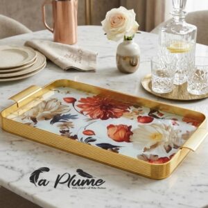 Plateau de Service Royal Floral Finition Dorée