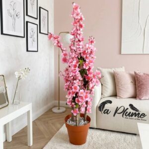 Plante Artificielle Fleurie avec Pot Élégant 95Cm