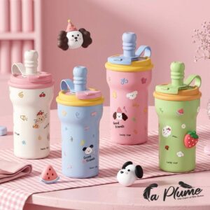 Collection "Lucky Cup" Gourdes Pastel Kawaii à Paille Rétractable