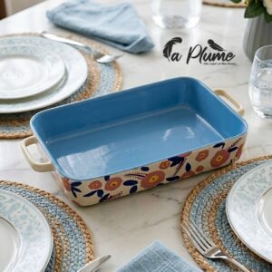 Plat à Four Rectangulaire en Céramique Motif Floral (Taille Moyenne)