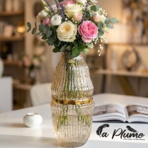 vase en verre Strié à l'Anneau Doré