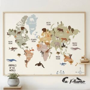Cadre Décoratif Le Tour du Monde des Animaux 60 x 80 Cm