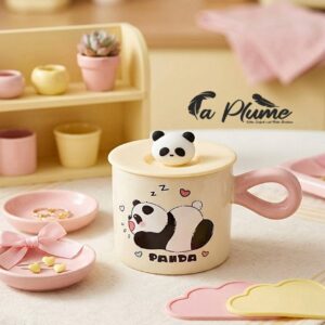 Chope Panda Kawaii avec Couvercle et Anse Rose Douceur Cocooning