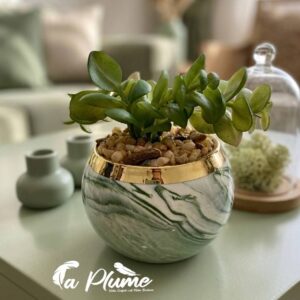 Plante Artificielle Succulente en Pot Marbré Chic
