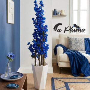 Plante Artificielle Arbre de Cerisier Bleu Cobalt Élégance avec Grand Pot Design 1m15