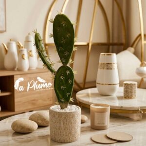 Cactus Figuier de Barbarie Artificiel en Pot Bohème Chic