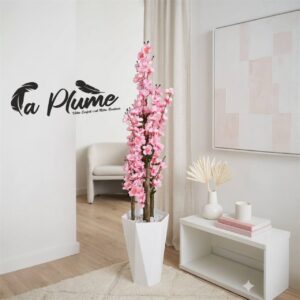 Plante Artificielle Fleurie Élégance Rose avec Grand Pot Design 1m15