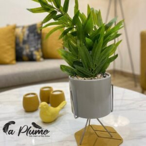 Palmier Bambou Artificiel et son Support Scandinave Or