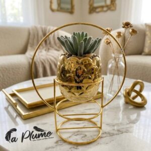 Succulente Artificielle en Écrin Doré
