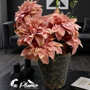 Bouquet de Dahlias Artificiels en Pot Artisanal