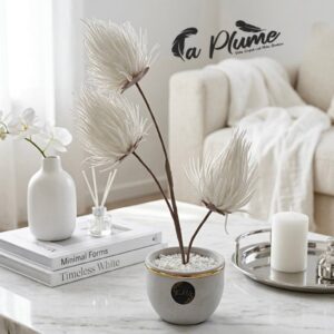 Arbuste Artificiel White Bloom en Pot Béton Chic