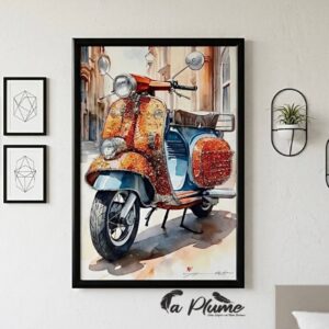 Cadre Décoratif Vespa Scintillante 43 x 63 Cm