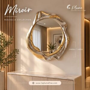 Miroir Mural Mural Organique "Aura" Bicolore Or et Argent 100 cm
