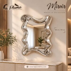 Miroir Mural "Liquid Silver" à Cadre Ondulé  80 cm