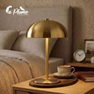 Lampe de Chevet Design Champignon en Métal Doré