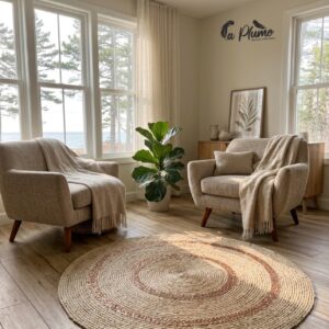 Tapis en osier Élégance Naturelle au Cœur du Salon