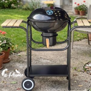 Barbecue Boule à Charbon avec Système de Récupération de Cendres et Doubles Tablettes