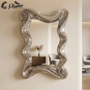Miroir Mural "Liquid Silver" à Cadre Ondulé  80 cm
