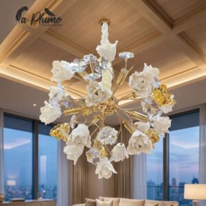 Lustre Floral  Blanche et Or