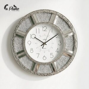 Horloge Murale en Cristal et Miroir Argenté