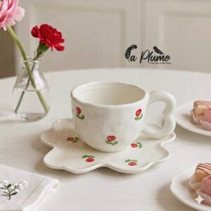 Chope Pinterest Fleurie avec Sous-Tasse Romantique