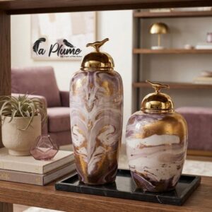 Vases couvert Décoratifs "Marbre et Or"