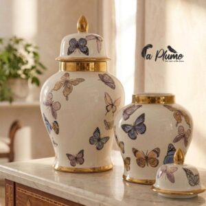 Vase "Papillons Impériaux" en Porcelaine