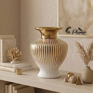 Vase à Godrons Or et Blanc