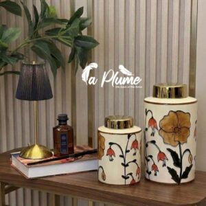 Vases décoratifs cylindriques à motifs floraux